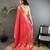 ruby pink satin silk blend floral motifs & ethnic silver zari design kanchipuram saree