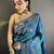 blue soft silk blend geomatric zari woven patola saree