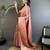 dusty pink satin silk blend floral motifs & ethnic silver zari design kanchipuram saree