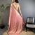 dusty pink satin silk blend floral motifs & ethnic silver zari design kanchipuram saree