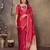 red satin silk blend floral & botanical motifs zari woven banarasi saree