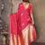 red satin silk blend floral & botanical motifs zari woven banarasi saree