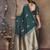 dark green satin silk blend floral & botanical motifs zari woven banarasi saree