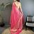 pink  satin silk blend floral motifs & ethnic silver zari design kanchipuram saree