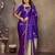 purple satin silk blend floral & botanical motifs zari woven banarasi saree