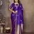 purple satin silk blend floral & botanical motifs zari woven banarasi saree