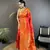 orange soft silk blend geomatric zari woven patola saree