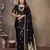 black satin silk blend floral & botanical motifs zari woven banarasi saree