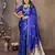 royal blue satin silk blend floral & botanical motifs zari woven banarasi saree