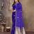 indigo blue satin silk blend floral & botanical motifs zari woven banarasi saree