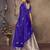 indigo blue satin silk blend floral & botanical motifs zari woven banarasi saree
