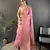 pastel pink linen silk blend floral & paisley jacquard zari woven banarasi saree