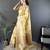 yellow linen silk blend floral & paisley jacquard zari woven banarasi saree