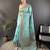 sky blue linen silk blend floral & paisley jacquard zari woven banarasi saree