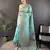 sky blue linen silk blend floral & paisley jacquard zari woven banarasi saree