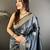 grey cotton silk blend floral jacquard zari woven banarasi saree