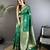 green cotton silk blend floral jacquard zari woven banarasi saree