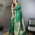 green cotton silk blend floral jacquard zari woven banarasi saree