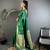 green cotton silk blend floral jacquard zari woven banarasi saree