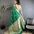 green cotton silk blend floral jacquard zari woven banarasi saree