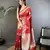 red cotton silk blend floral jacquard zari woven banarasi saree