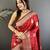 red cotton silk blend floral jacquard zari woven banarasi saree