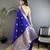 royal blue cotton silk blend floral jacquard zari woven banarasi saree