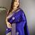 royal blue cotton silk blend floral jacquard zari woven banarasi saree