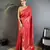 red soft satin silk blend paisley & floral banarasi saree