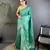 rama green soft satin silk blend floral & paisley motifs banarasi saree