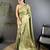 olive green soft satin silk blend floral & paisley motifs banarasi saree