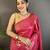 rani pink soft satin silk blend floral & paisley motifs banarasi saree