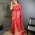 red soft satin silk blend floral & paisley motifs banarasi saree