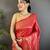 red soft satin silk blend floral & paisley motifs banarasi saree