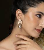 Gold plated kundan stud earrings