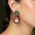 Gold plated kundan red stones drop earrings