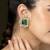 Gold plated kundan green stones stud earrings