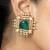 Gold plated kundan green stones stud earrings