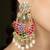Gold plated kundan multicolor stones chandbali earrings