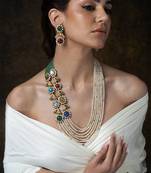 Gold plated kundan multicolor stones necklace set