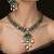 Gold plated kundan green stones necklace set