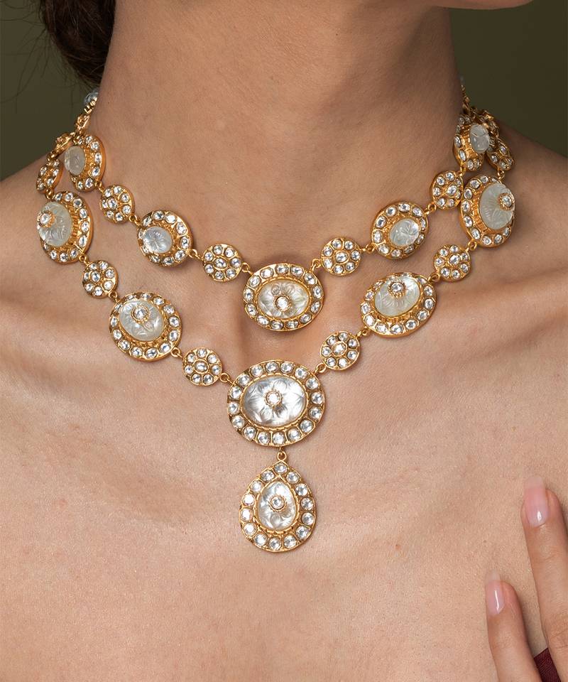 Gold plated kundan necklace set