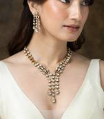 Gold plated kundan necklace set