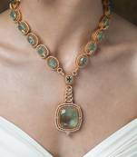 Gold plated kundan turquoise stones necklace set