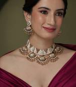 Gold plated kundan necklace set