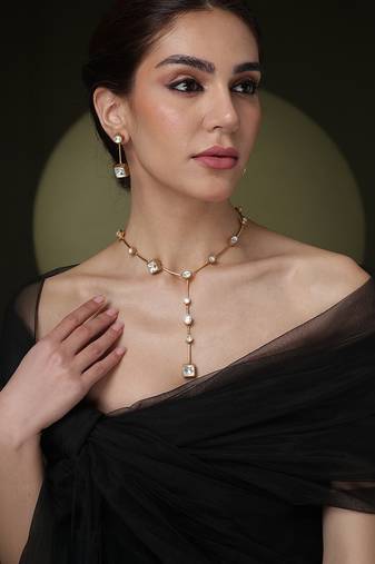 Gold plated kundan necklace set