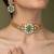 Gold plated kundan green stones choker necklace set