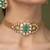 Gold plated kundan green stones choker necklace set