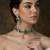 Gold plated kundan green stones choker necklace set