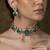 Gold plated kundan green stones choker necklace set